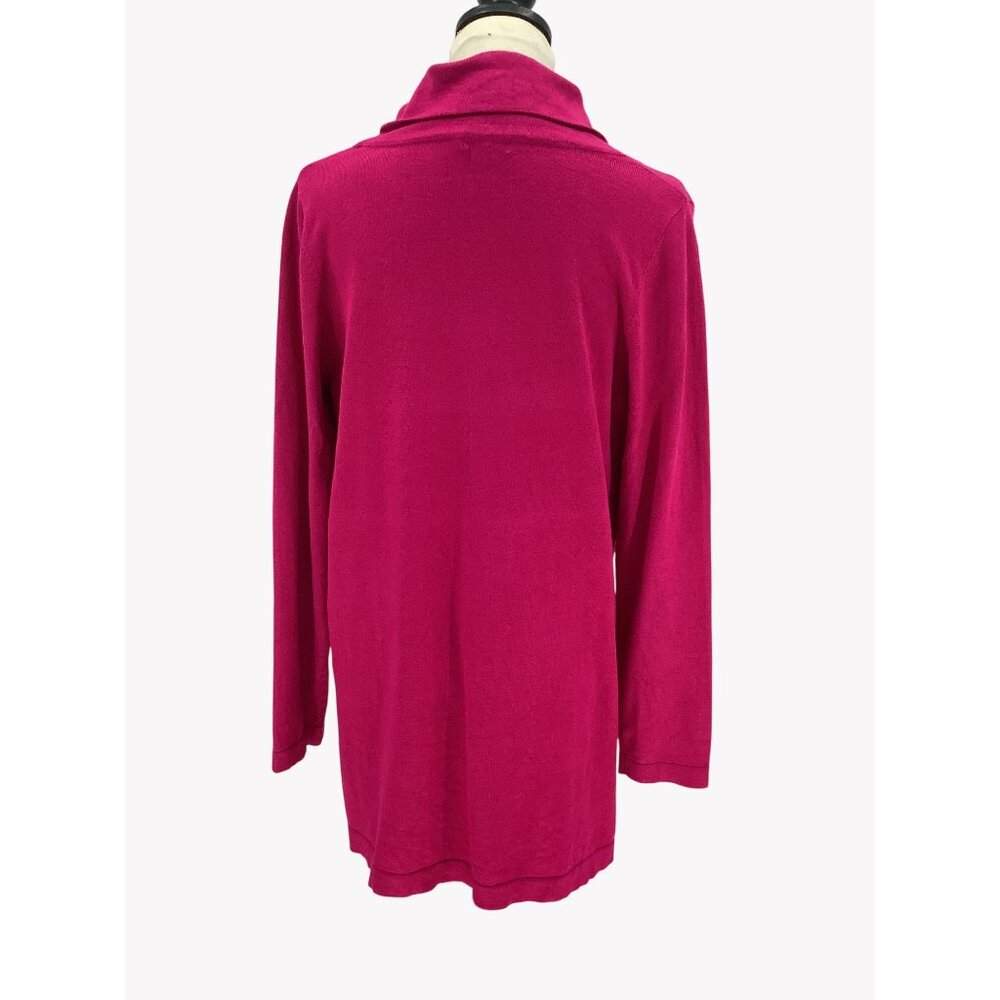 Erin London Cowl Neck Long Sleeve Fuchsia Tunic Top With Pockets  Womens Size L - Picture 2 of 7
